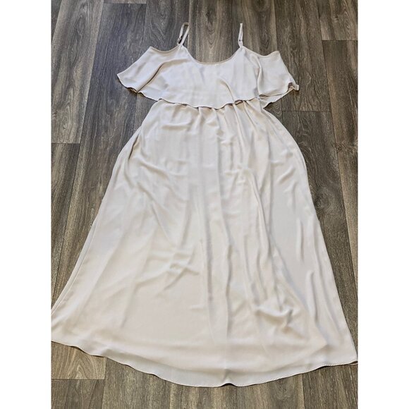 Show Me Your Mumu Caitlin Ruffle Maxi Dress OATMEAL Color Size Medium - Picture 3 of 13